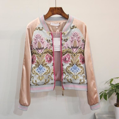 Актуално дамско яке с бродерия флорални мотиви 