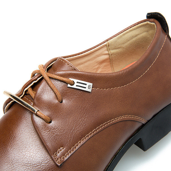 Официални мъжки кожени обувки с много елегантен дебел ток