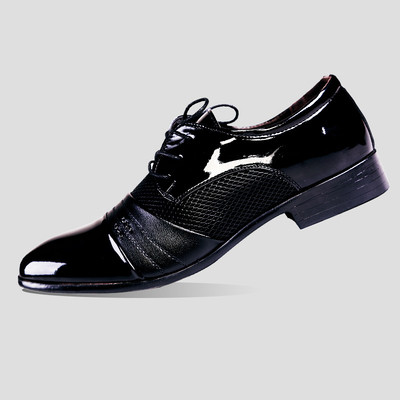 Лачени мъжки официални обувки с дебел ток - 2 модела