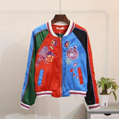 Цветно бомбър яке за дамите с флорални мотиви