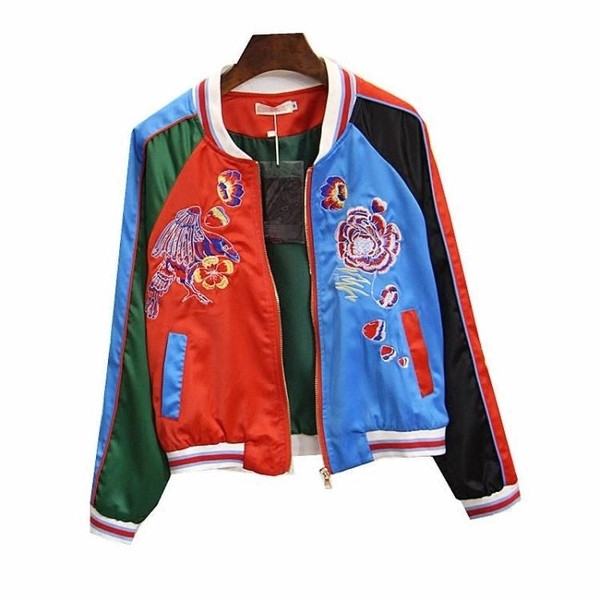 Цветно бомбър яке за дамите с флорални мотиви