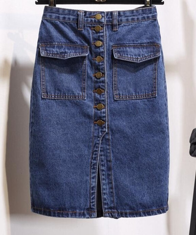 Интересна дамска дънкова пола с джобове в ретро стил - 2 цвята