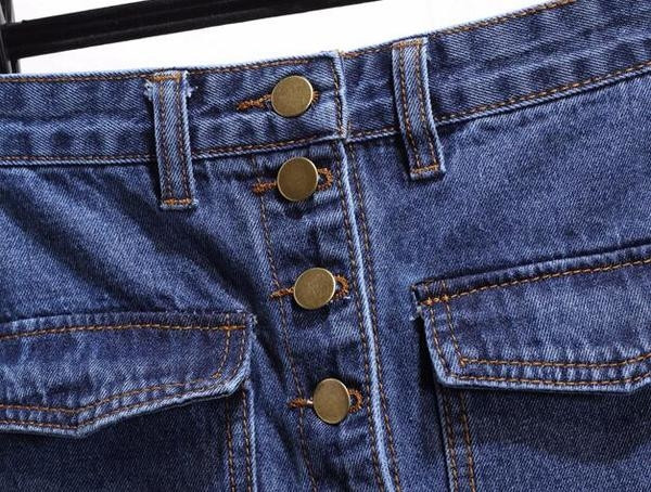 Интересна дамска дънкова пола с джобове в ретро стил - 2 цвята