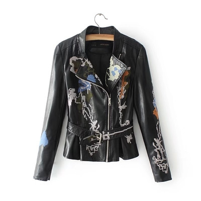 Актуално дамско яке от изкуствена кожа с изключителна бродерия - 3 модела