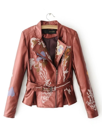 Актуално дамско яке от изкуствена кожа с изключителна бродерия - 3 модела