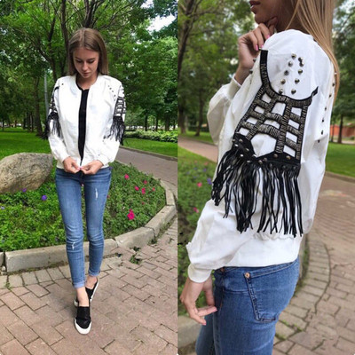 Бомбър модел дамско яке с интересни реснички - 3 цвята