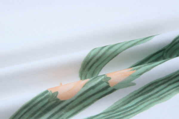 Ежедневна дамска блуза с паднало рамо и изображения на кактус