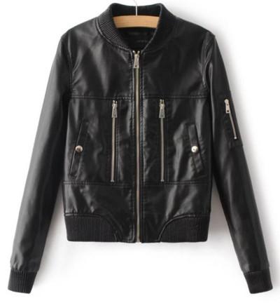 Семпъл модел дамско кожено яке в три цвята