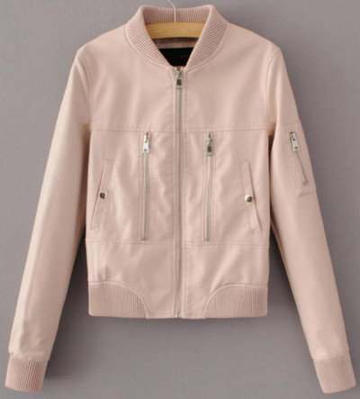 Семпъл модел дамско кожено яке в три цвята