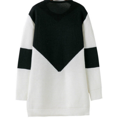 Стилен и дълъг дамски пуловер в розов и червен цвят