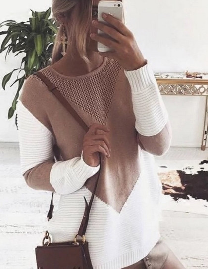 Стилен и дълъг дамски пуловер в розов и червен цвят