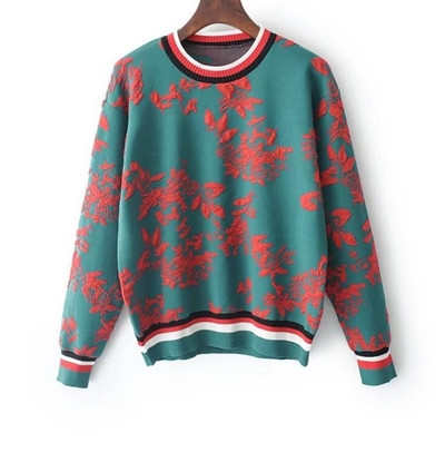 Дамска ежедневна блузка с дълъг ръкав и О-образно деколте , и с много красиви флорални мотиви