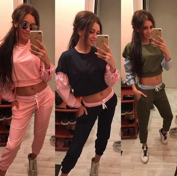 Много удобен дамски спортен екип от две части - 4 цвята