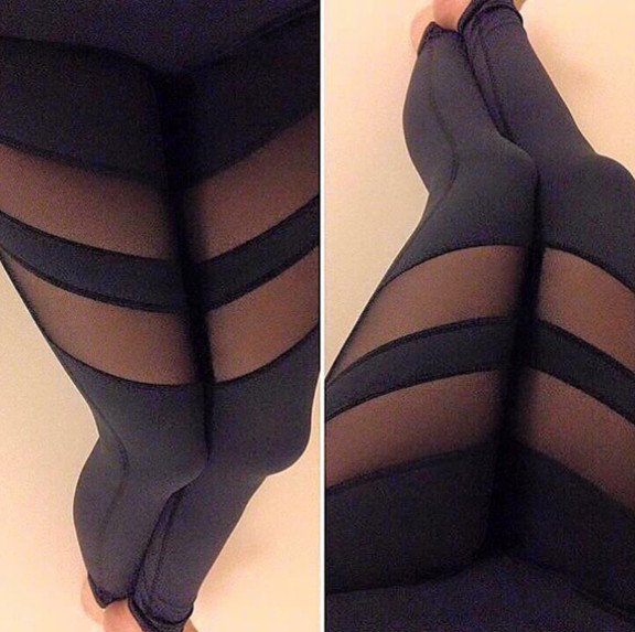 Стилен и много удобен дамски черен спортен клин с прозиращи мотиви