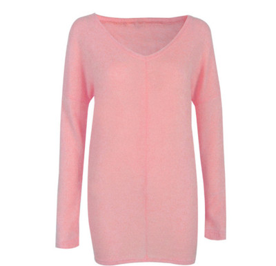 Много стилно семпло дамско пуловерче с V-образна яка 