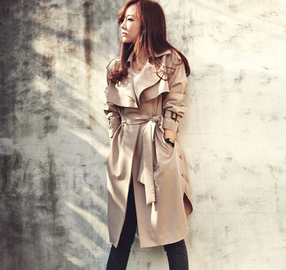 Уникално дамско дълго палто тип шлифер в два цвята