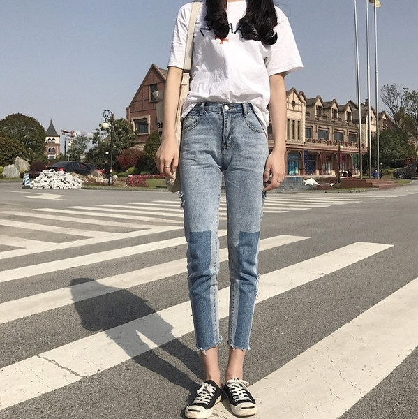 Стилни дамски дънки с висока талия тип Слим