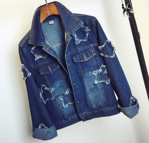 Дънково яке с красив апликация на звездички и дълъг ръкав