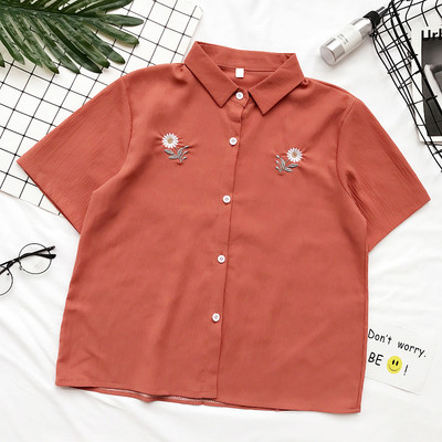 Сладка дамска риза в три цвята с бродерия в три цвята