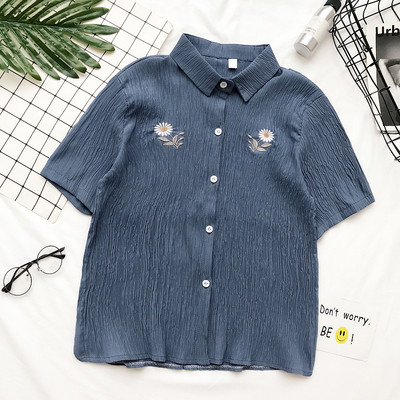 Сладка дамска риза в три цвята с бродерия в три цвята