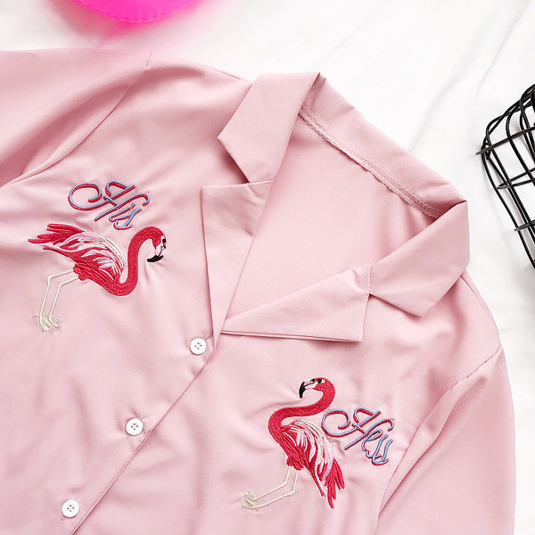 Γυναικείο πουκάμισο με κοντό μανίκι, τέσσερα χρώματα, με   κολάρο και κεντήματα