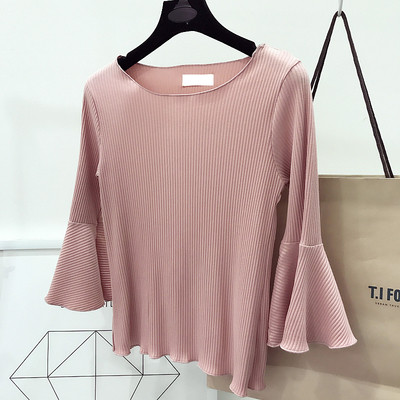 Γυναικεία μπλούζα σε τέσσερα χρώματα με σγουρά μανίκια