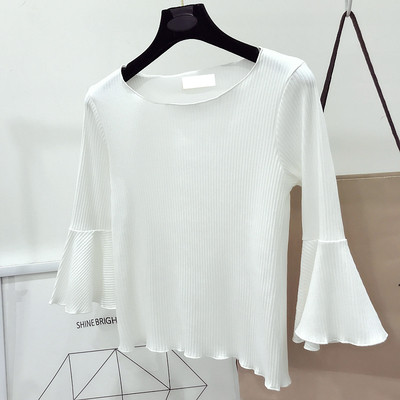 Γυναικεία μπλούζα σε τέσσερα χρώματα με σγουρά μανίκια