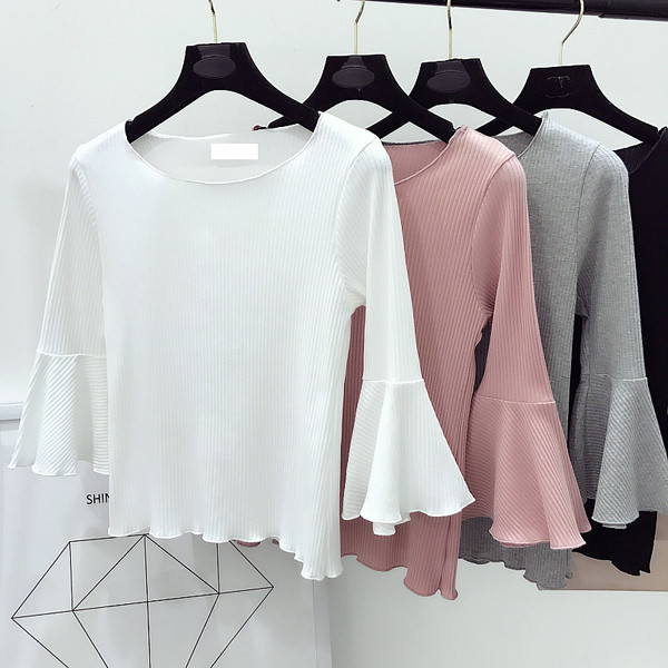 Γυναικεία μπλούζα σε τέσσερα χρώματα με σγουρά μανίκια