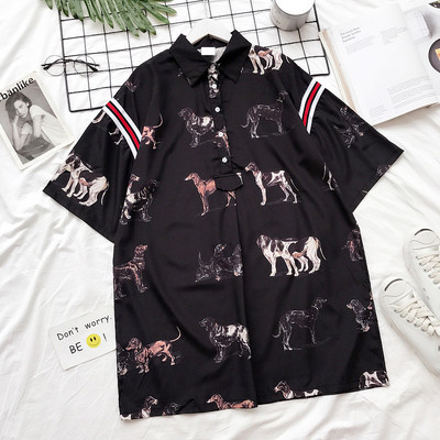 Γυναικείο πουκάμισο με μακριά μανίκια με εικόνες δύο χρωμάτων