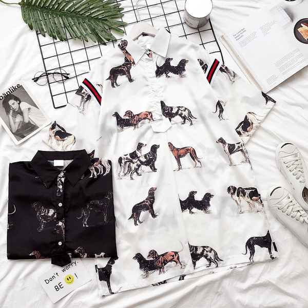 Γυναικείο  πουκάμισο με μακριά μανίκια με εικόνες δύο χρωμάτων