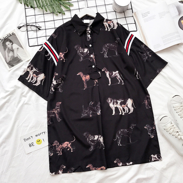 Γυναικείο  πουκάμισο με μακριά μανίκια με εικόνες δύο χρωμάτων