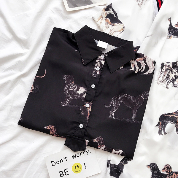 Γυναικείο  πουκάμισο με μακριά μανίκια με εικόνες δύο χρωμάτων