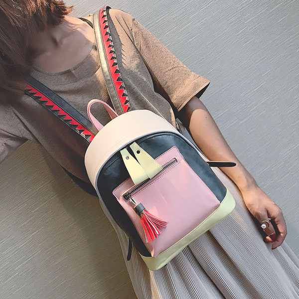 Πολύ όμορφο σακίδιο σε ένα πολύχρωμο μοντέλο με φούντα