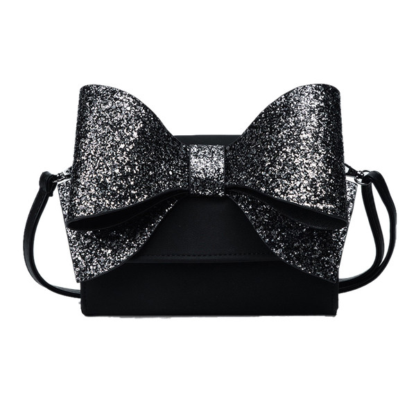 Επίσημη μίνι γυναικεία  τσάντα  με μεγάλη γυαλιστερή κορδέλα