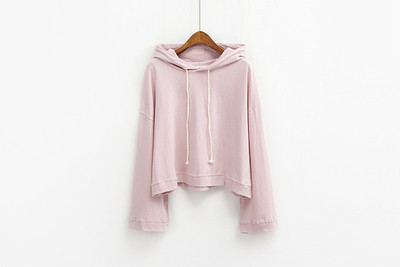 Дамски ежедневен суичер с качулка,връзки и широк дълъг ръкав