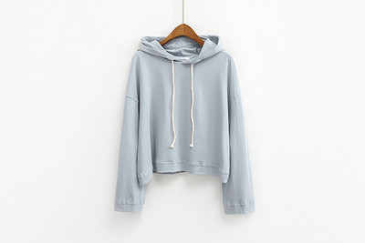 Дамски ежедневен суичер с качулка,връзки и широк дълъг ръкав