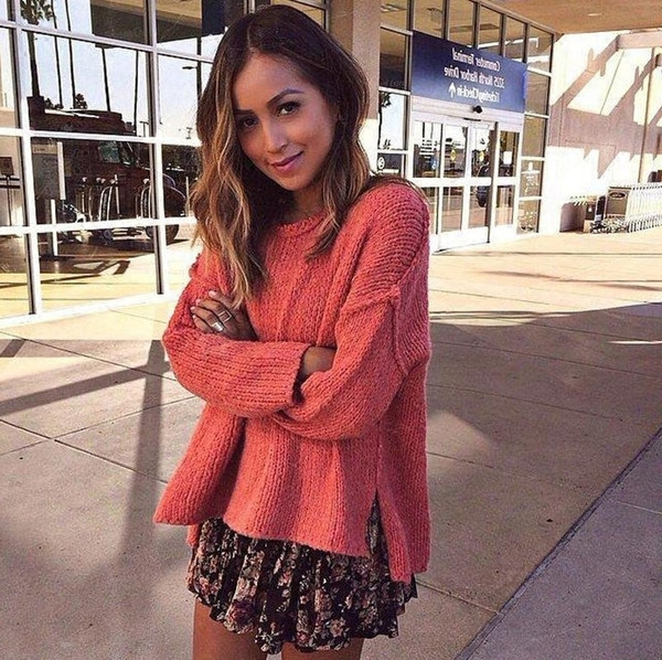 Актуален дамски топъл пуловер с дълъг ръкав