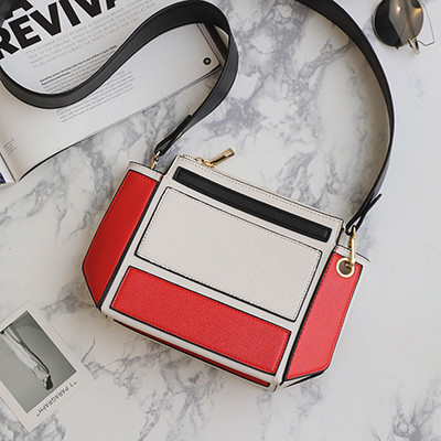 Цветна дамска чанта с широка дълга дръжка в два цвята