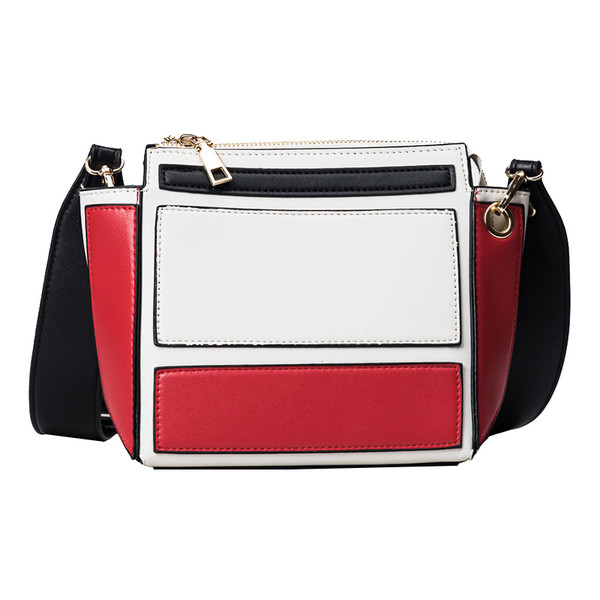 Цветна дамска чанта с широка дълга дръжка в два цвята