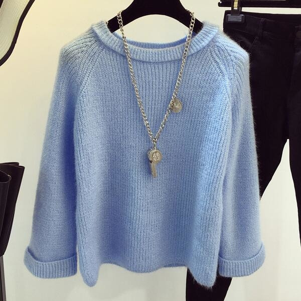 Дамски ежедневен много топъл пуловер с О-образна яка - 4 цвята