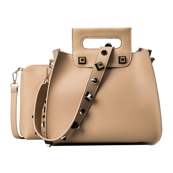 Стилна дамска чанта в четири цвята с метална декорация