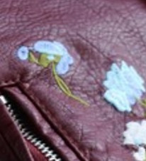 Актуално кожено яке за дамите в много цветове с флорална бродерия