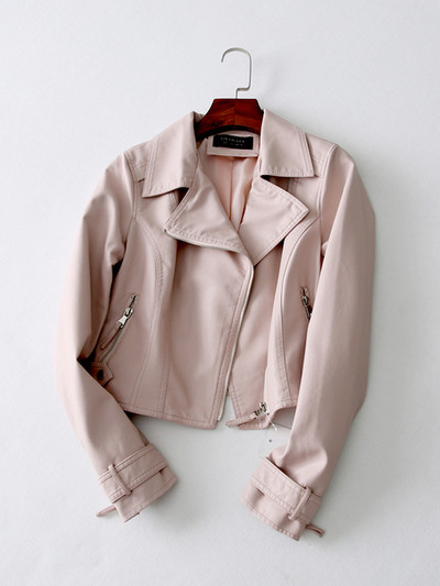 Κομψό δερμάτινο γυναικείο μπουφάν σε τρία χρώματα