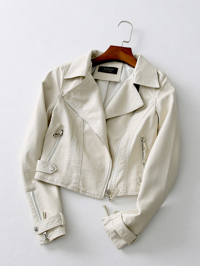 Κομψό δερμάτινο γυναικείο μπουφάν σε τρία χρώματα