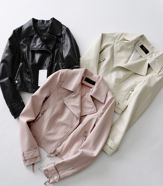 Κομψό δερμάτινο γυναικείο  μπουφάν  σε τρία χρώματα