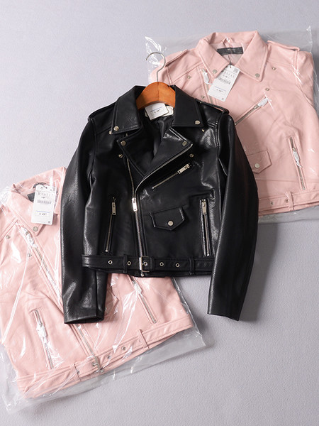 Актуално кожено яке за дамите с колан в много цветове