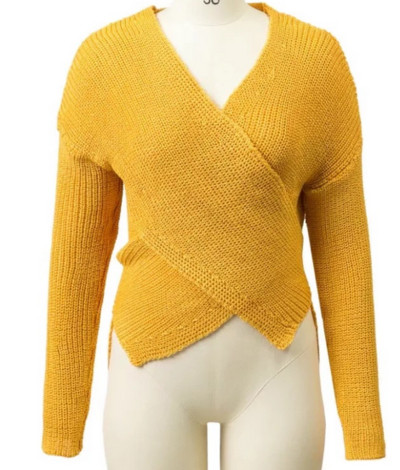 Ежедневна дамска блуза с дълъг ръкав и V-образно деколте - 4 цвята