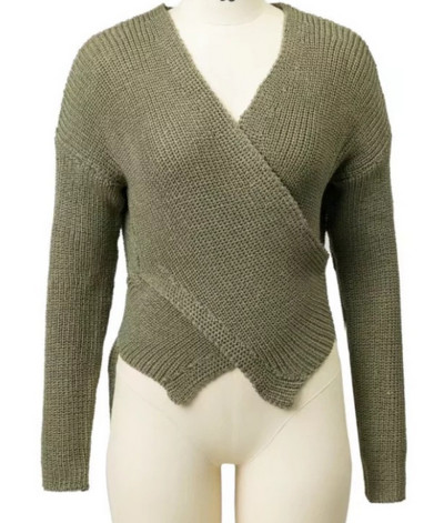 Ежедневна дамска блуза с дълъг ръкав и V-образно деколте - 4 цвята