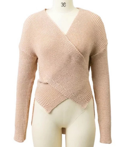 Ежедневна дамска блуза с дълъг ръкав и V-образно деколте - 4 цвята