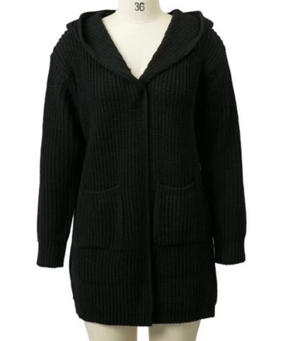 Дълга актуална дамска жилетка с джобове и интересни връзки по гърба